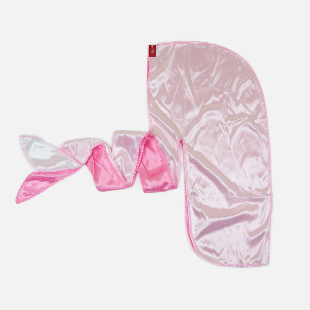 Pink and White Two Tone Silky Durag