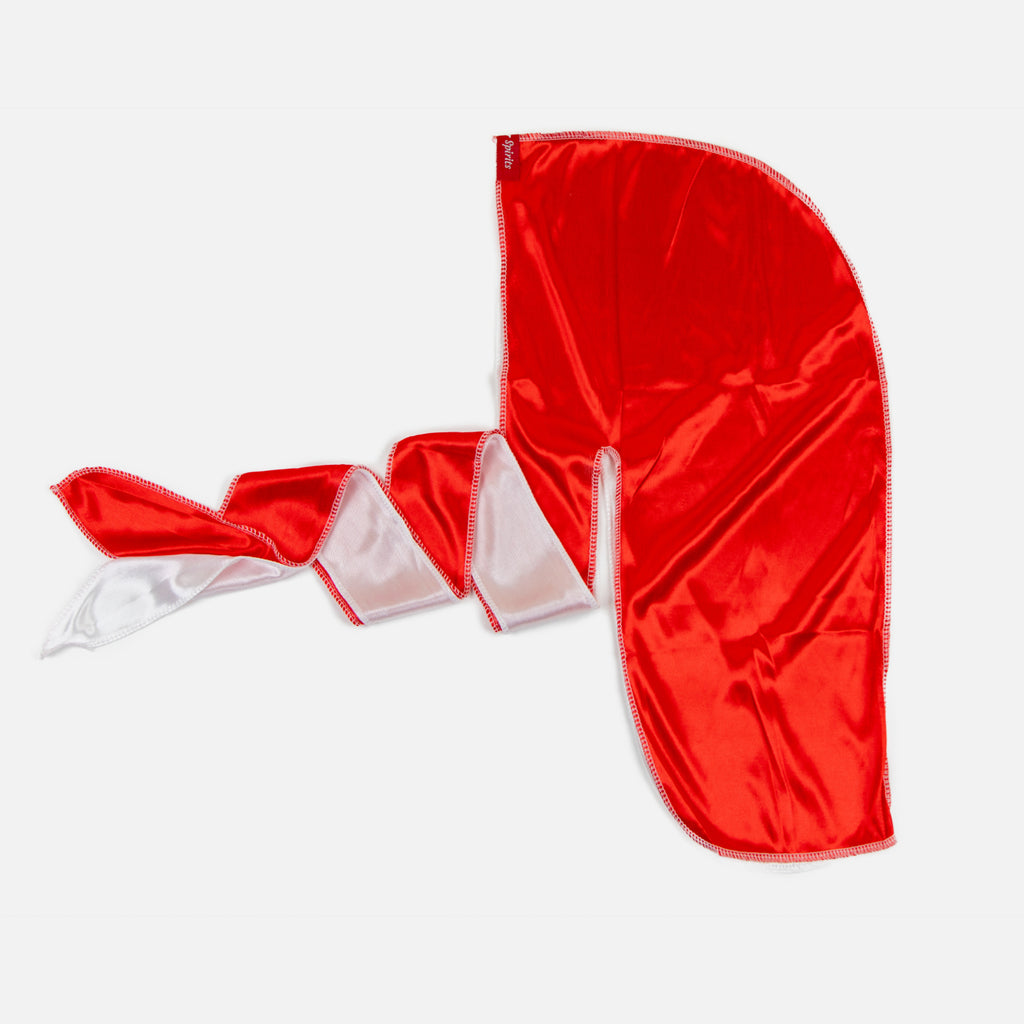 Red and White Two Tone Silky Durag